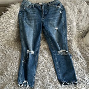 Flying Monkey Last Night High Rise Distressed Mom Jeans